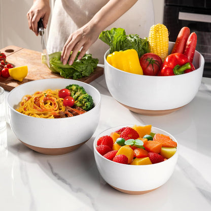 AmorArc Ceramic Mixing Bowls,Stoneware Nesting Bowls Set of 3 for Kitchen