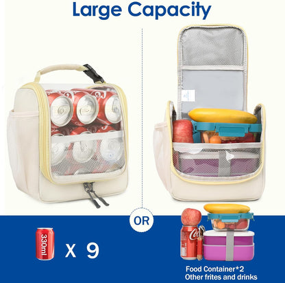 Genteen Kids Lunch Box, Insulated Lunch Bag for Kids, Toddler, Girl, and Boy; Holds Lunch Box, Water Bottle, & Snacks; Easy-Clean Water-Resistant Fabric & Multiple Zippered Pockets (Yellow Blue)