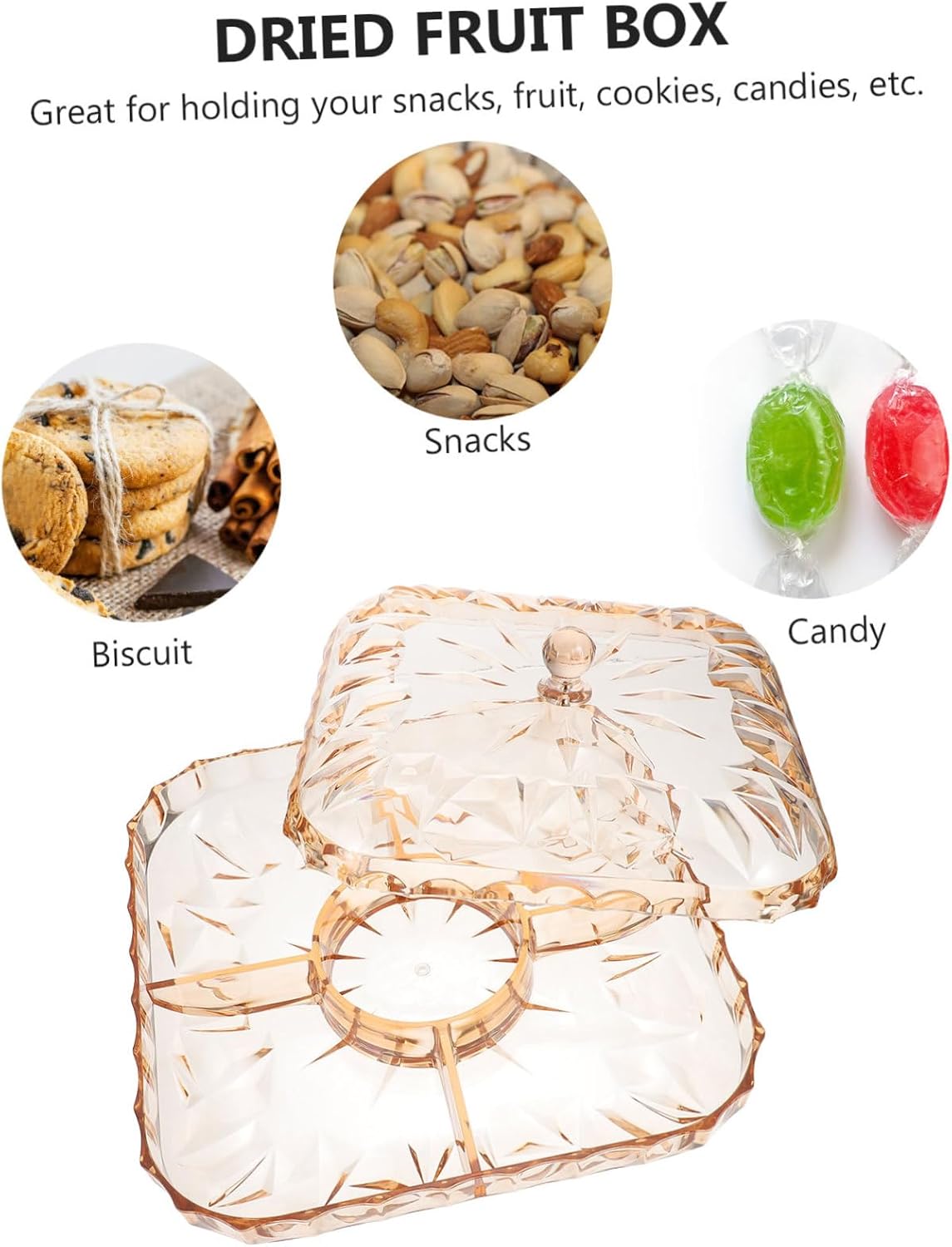 Sturdy Relish Tray with Lid Perfect for Dry Fruit Snacks Candy European Style Snack Box Dried Fruit Desktop Box