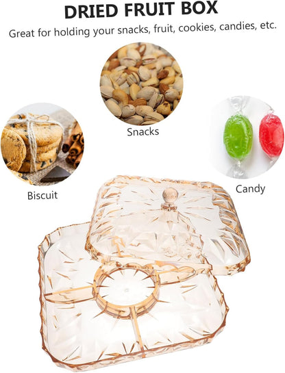 Sturdy Relish Tray with Lid Perfect for Dry Fruit Snacks Candy European Style Snack Box Dried Fruit Desktop Box