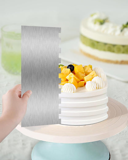 8.6 Inch Metal Cake Scraper Smoother, Edge Side Jagged Comb for Cream