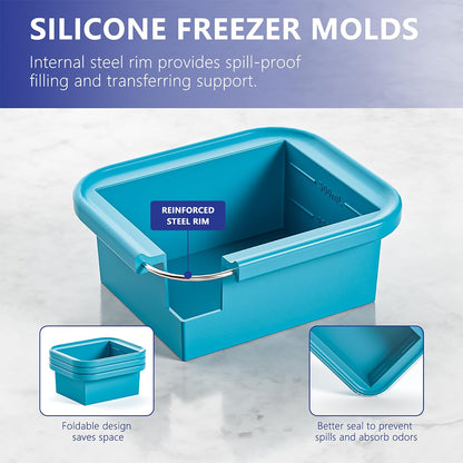 Bangp 2 Cup Silicone Freezer Trays with Lid,2 Pack,Thermally Insulated Containers for Food,Reusable,Soup Freezer Molds,Freeze and Store Soup, Broth, Sauce, Leftovers