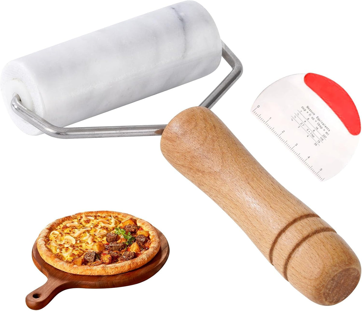 Small Marble Rolling Pin Pizza Roller for Baking (Type B Black)