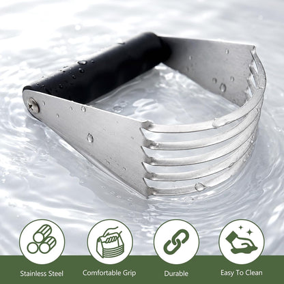 Stainless Steel Pastry Dough Blender and Cutter, Heavy-Duty Baking Mixer Tool with Sharp Durable Blades