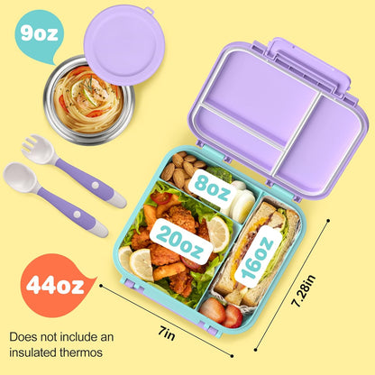 JOOPETALK Bento Lunch Box Set for Kids with 9oz Soup Thermo, Insulated Lunch Bag,Leak-proof BPA-free Lunch Food Container with 3-4 Conpartments for School Travel-Blue