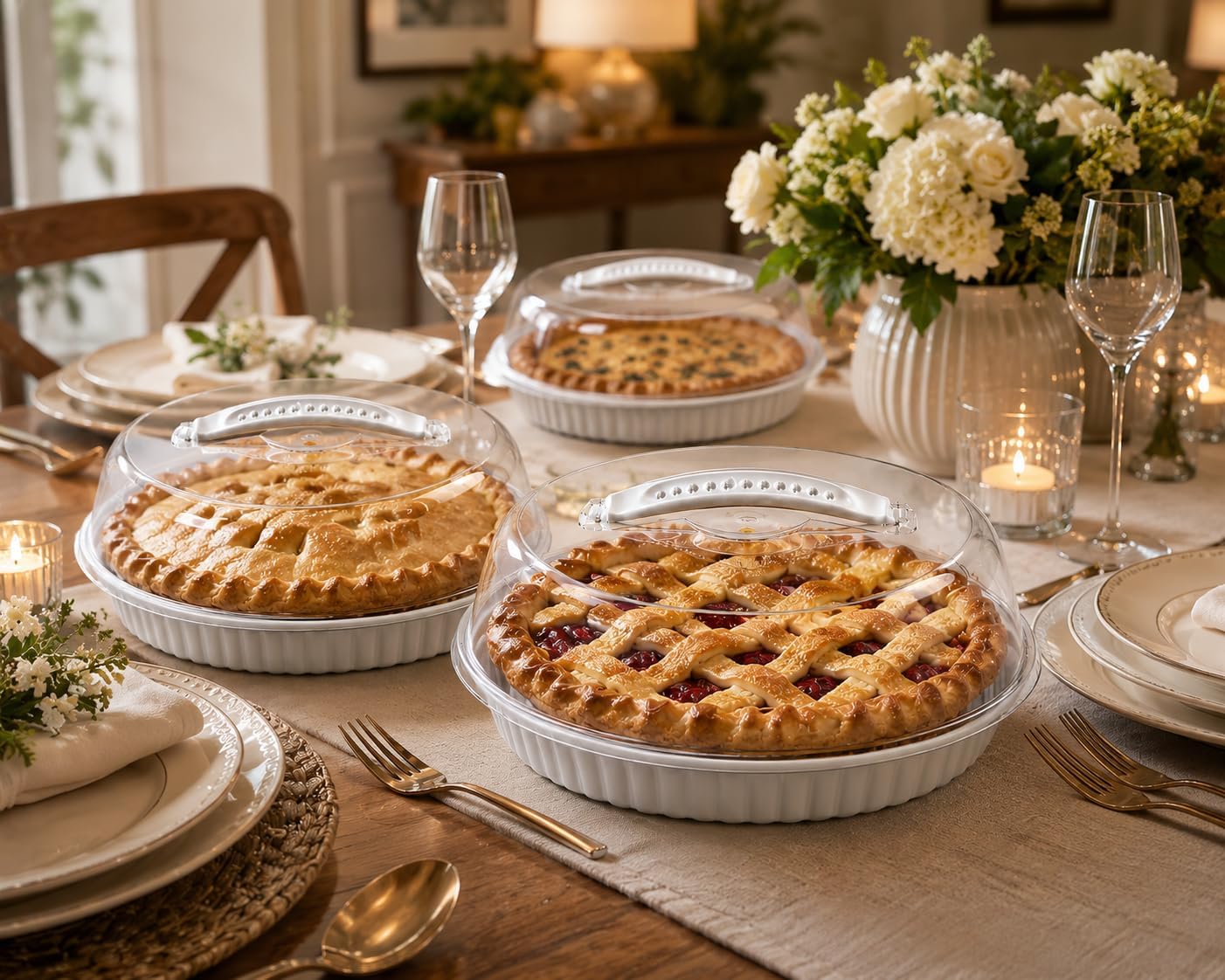 1-ct - Reusable Pie Container With Lid, 9" (Clear Lid) Transparent Pie Carrier Pastry Storage Durable Plastic Food Cakes Tarts & Desserts Container with Secure Lid for Transport & Storage