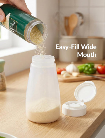 NiHome Soft Parmesan Cheese Shaker Set, 10oz Squeezable Spice Jars