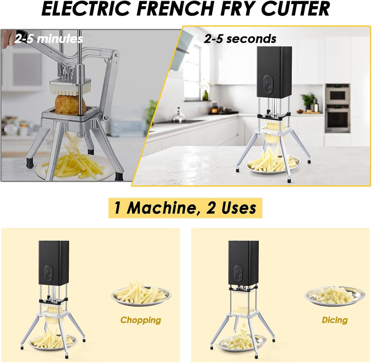 YOTAN Electric French Fry Cutter, French Fry Cutter Stainless Steel