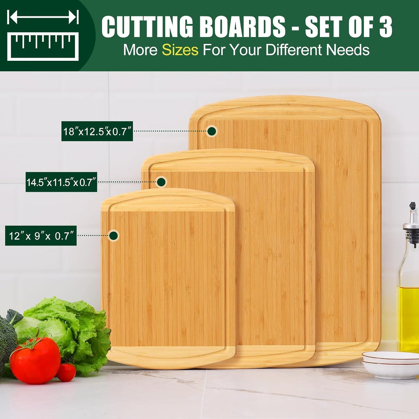 Homaxy Extra Large Bamboo Cutting Boards for Kitchen, 18x12.5" Wood XL Cutting Board with Juice Groove, Butcher Block Wooden Chopping Board for Kitchen, Meat, Cheese, Fruit & Vegetables - Pre Oiled