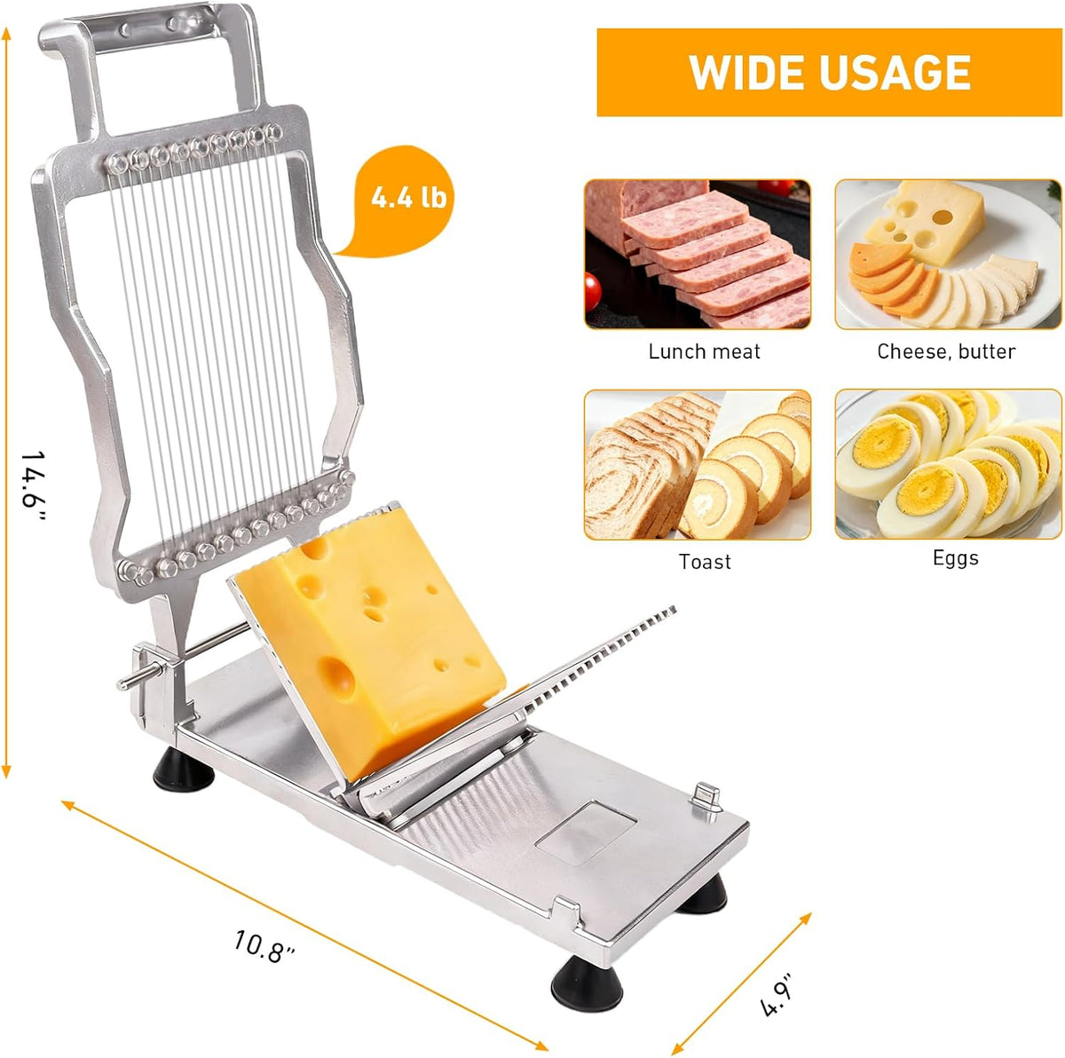 Commercial Cheese Slicer With Wire1 cm & 2 cm Cheese Cutter Butter Cutting Board Machine Aluminum Alloy Commercial Cheese Slicer with 316 Stainless Steel Wire Kitchen Cooking Baking Tool