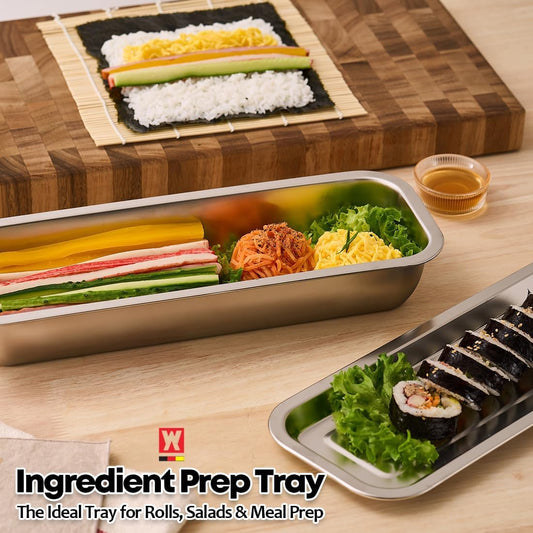 Stainless Steel Prep & Storage Pan – Deep Kitchen Organizer Tray with Lid – SUS304 Food Pan for Meal Prep, Serving, Marinating, Freezing, Baking & Drawer Organization – Durable & Hygienic