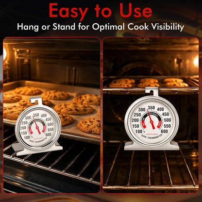 8 Pack Large Dial Oven Thermometer for Gas & Electric Oven, 100-600°F Oven Temperature Gauge Safety Leave, Easy-to-Read with Large Bright Numbers for Cooking Baking Grilling Smoker