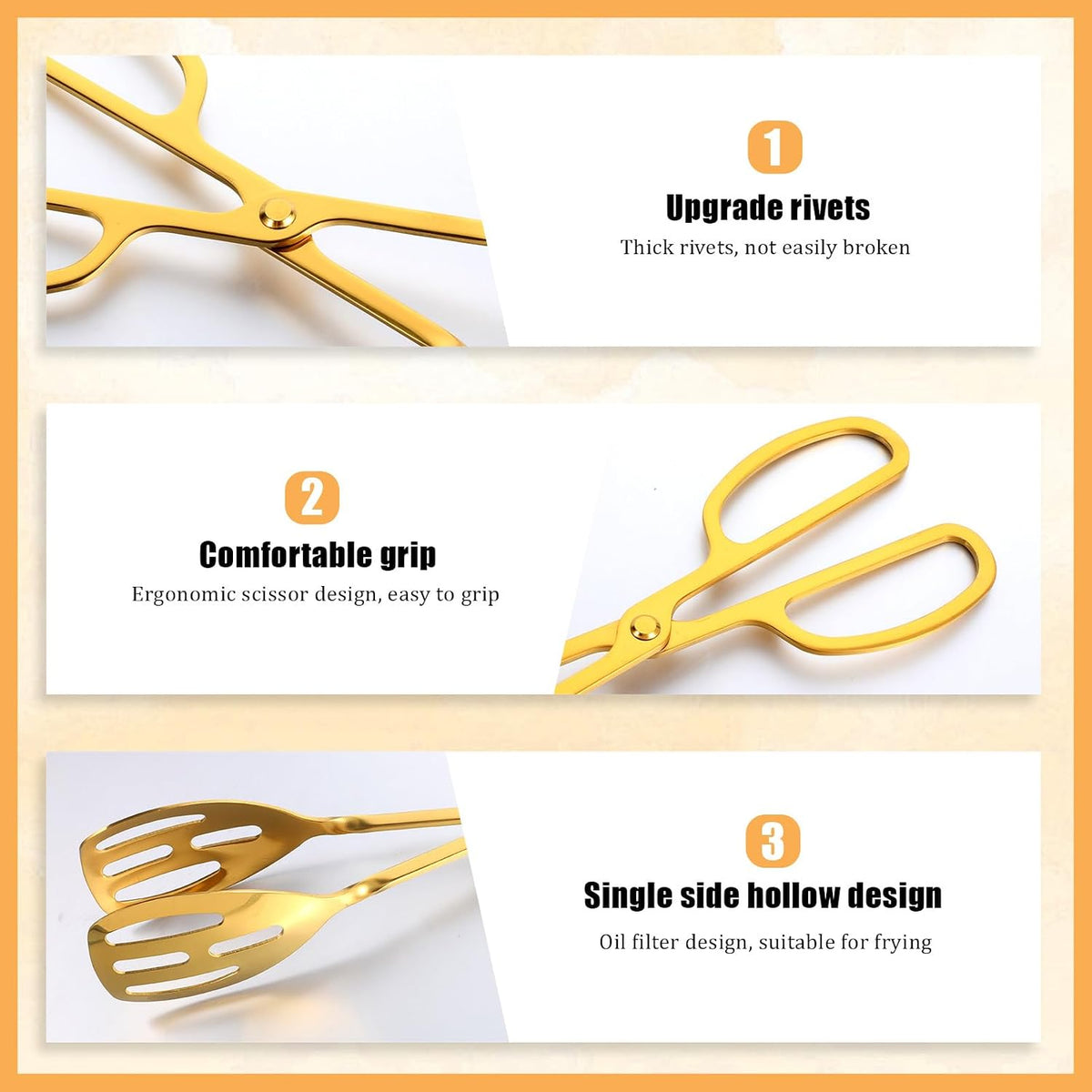 4 Pcs Silver Serving Tongs, 10 Inch Stainless Steel Salad Tongs Non-Slip Buffet Tong for Steak, Salad, Fruit, Snack, Barbecue