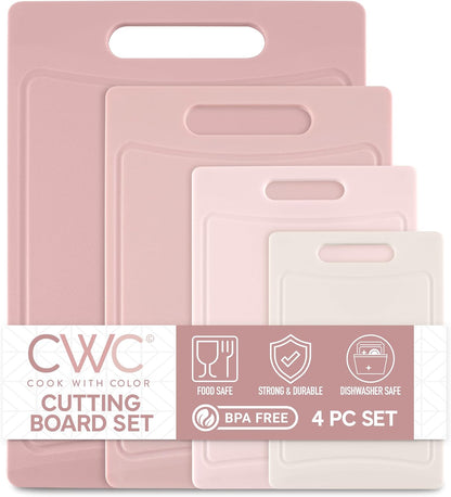 COOK WITH COLOR Non-Slip Cutting Board Set – Kitchen Essentials with Easy Grip Handle for Meat, Veggies, and Fruits, 3 Cutting Boards, Speckled White