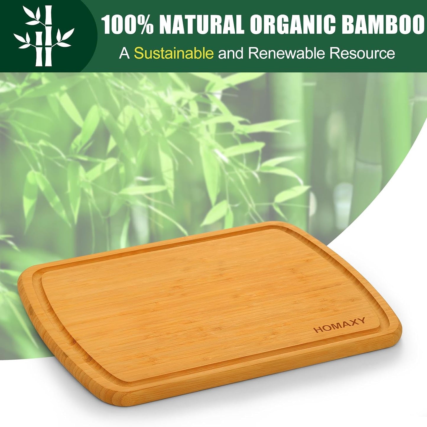 Homaxy Extra Large Bamboo Cutting Boards for Kitchen, 18x12.5" Wood XL Cutting Board with Juice Groove, Butcher Block Wooden Chopping Board for Kitchen, Meat, Cheese, Fruit & Vegetables - Pre Oiled