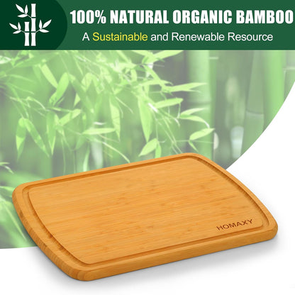 Homaxy Extra Large Bamboo Cutting Boards for Kitchen, 18x12.5" Wood XL Cutting Board with Juice Groove, Butcher Block Wooden Chopping Board for Kitchen, Meat, Cheese, Fruit & Vegetables - Pre Oiled