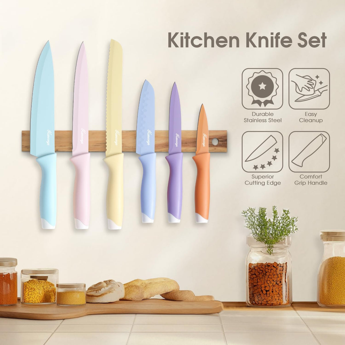 Kitchen Knife Set, 13 PCS Knives Set with 6 Blade Guards