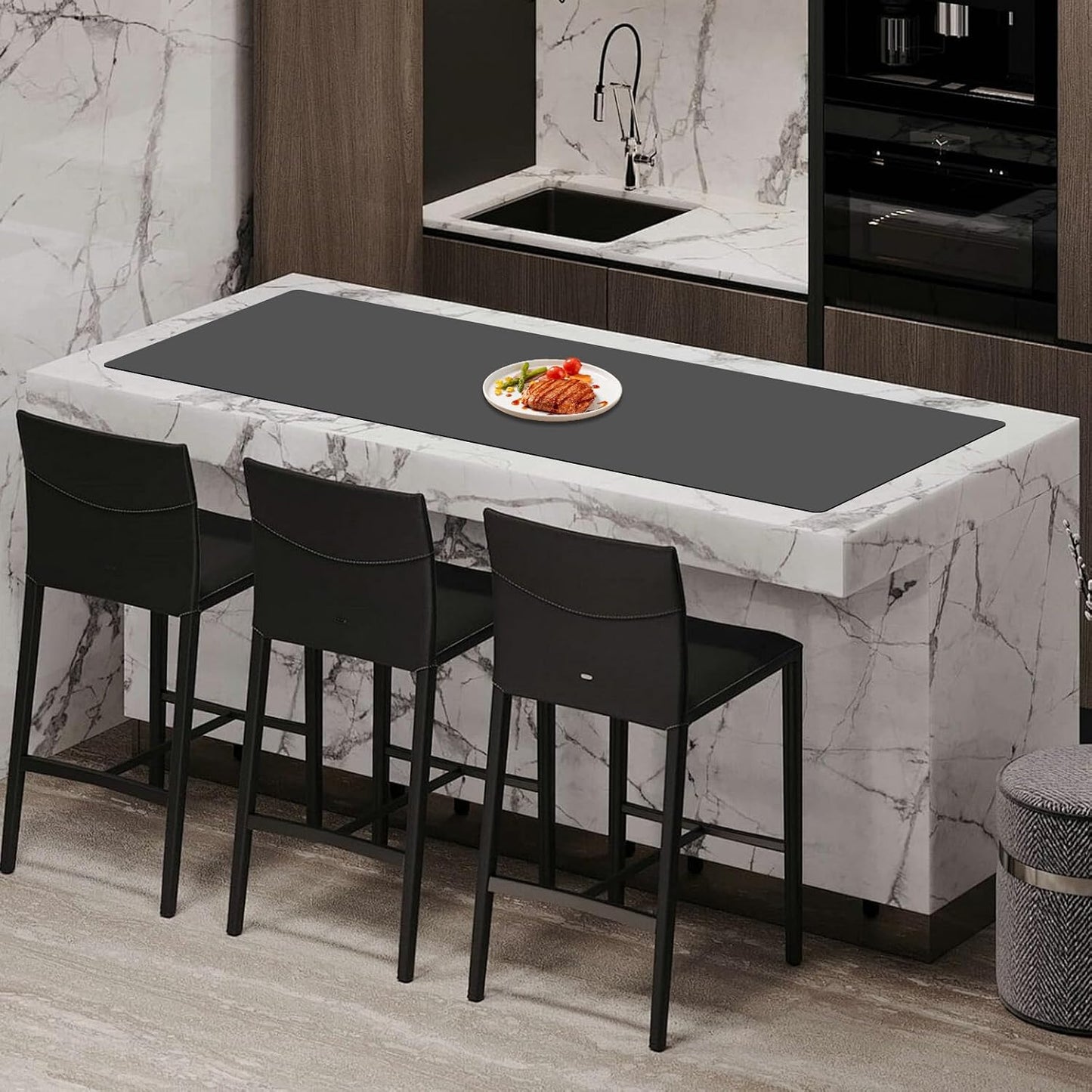 Extra Large Silicone Mat 78.7''x23.6''(200cmx60cm), Large Silicone Mats for Kitchen Counter, Multipurpose Heat Resistant Mat, Waterproof Placemat for Countertop Protector, Black