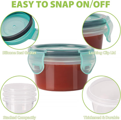Freshmage Salad Dressing Container to Go, [6 Pack] 2.7 oz Small Condiment Containers with Leakproof Lids for On-the-Go Meals, Reusable Sauce Containers BPA-Free