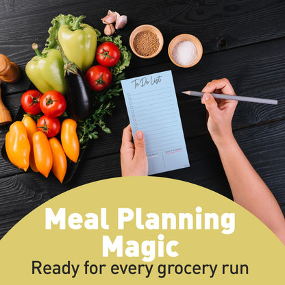 S&O Set of 4 Essential Refrigerator Notepads with Magnet - Grocery Schedule Holder Pad for Fridge - Weekly Magnetic To Do List for Adhesive - Cling Notebook Meal Planner - Attractive Shopping List Pad
