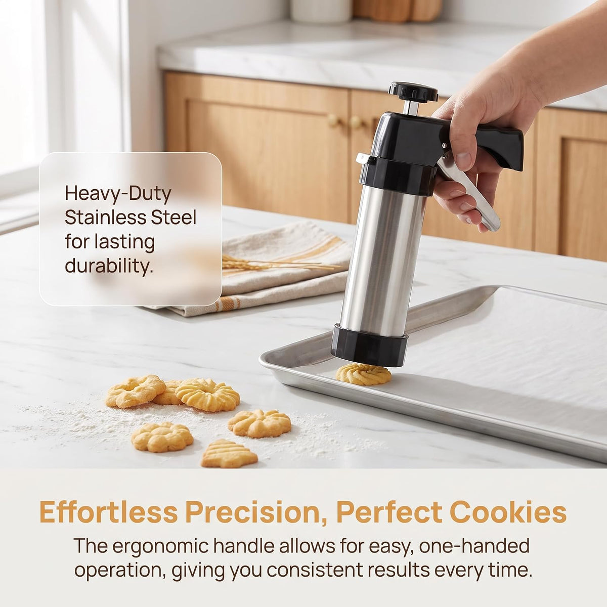 21-Piece Cookie Press Set, Stainless Steel for Various Cookies Maker black