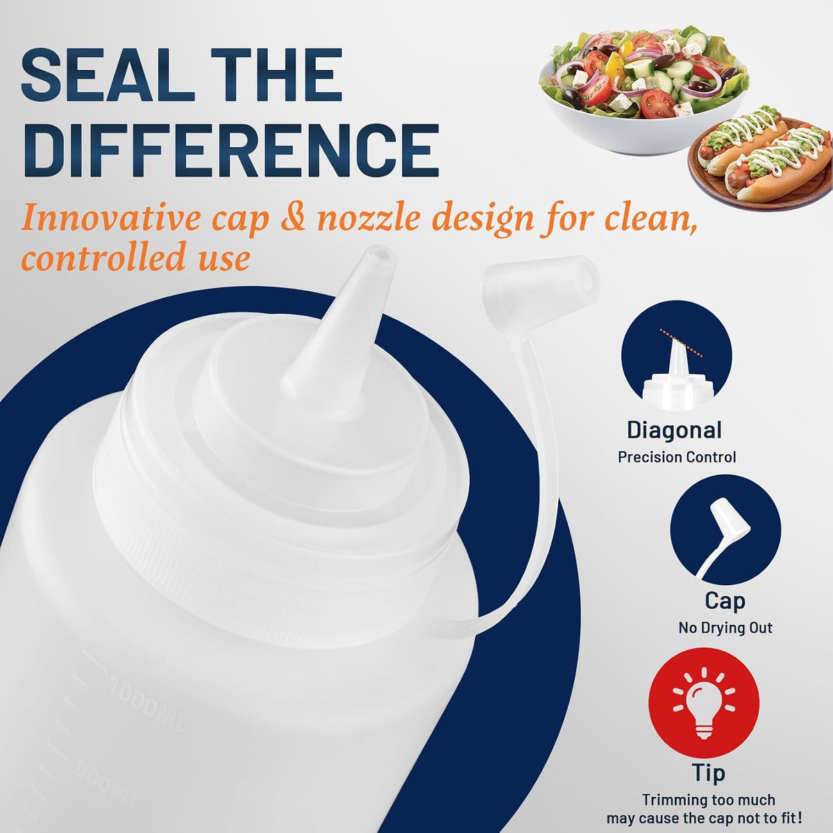 8oz Squeeze Bottles, Sauce Bottles, Squirt Bottle, Salad Dressing Bottle