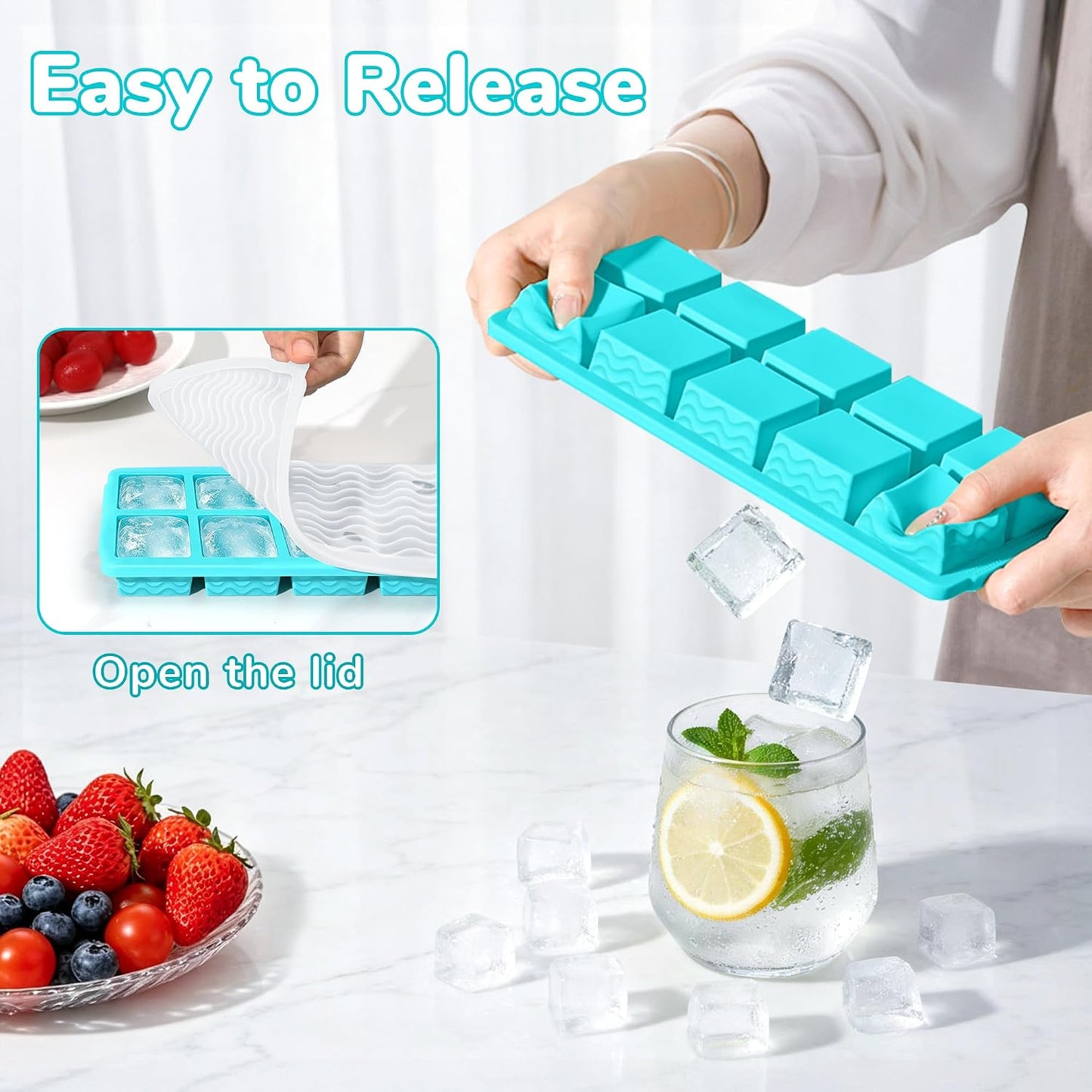 Doasuwish Silicone Freezer Molds for Soup with Lid – 1-Cup Soup Container Style Ice Cube Trays for Freezer, Meal Prep & Food Storage, Freeze 250mL/125mL Portions – 2 Pack