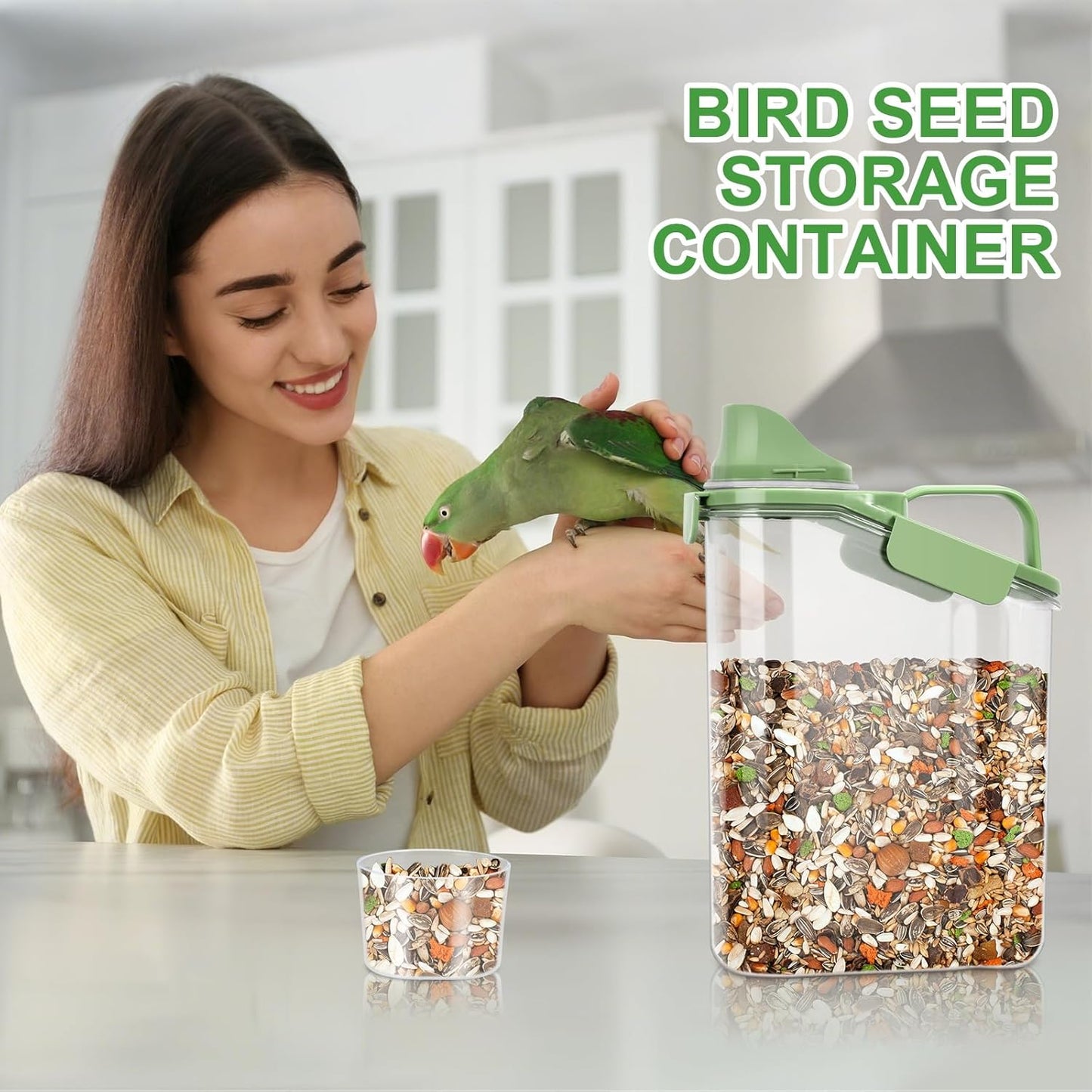 TBMax 2 Pack Airtight Rice Container 5 Lbs +10 Lbs, Cereal Container Oatmeal Storage with Easy-pouring Spout & Handy Cup for Flour Grain Beans, Pet Dog Cat Bird Food Storage Dispenser -Pink
