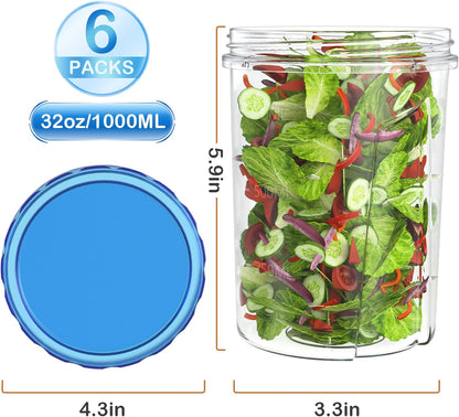Freezer Storage Containers, [6 Pack-16 Oz] Airtight Plastic Food Storage Containers with Twist Top Lids, Soup, Meal Prep Containers | BPA Free | Stackable | Leakproof | Microwave/Dishwasher Safe