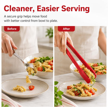 2 PCS Silicone Tongs for Cooking, 11 In Stainless Steel Kitchen Tongs with Silicone Tips, Heat Resistant Lightweight Non-Scratch for Flipping Fish, Steak, Toast & Bread, Dishwasher Safe