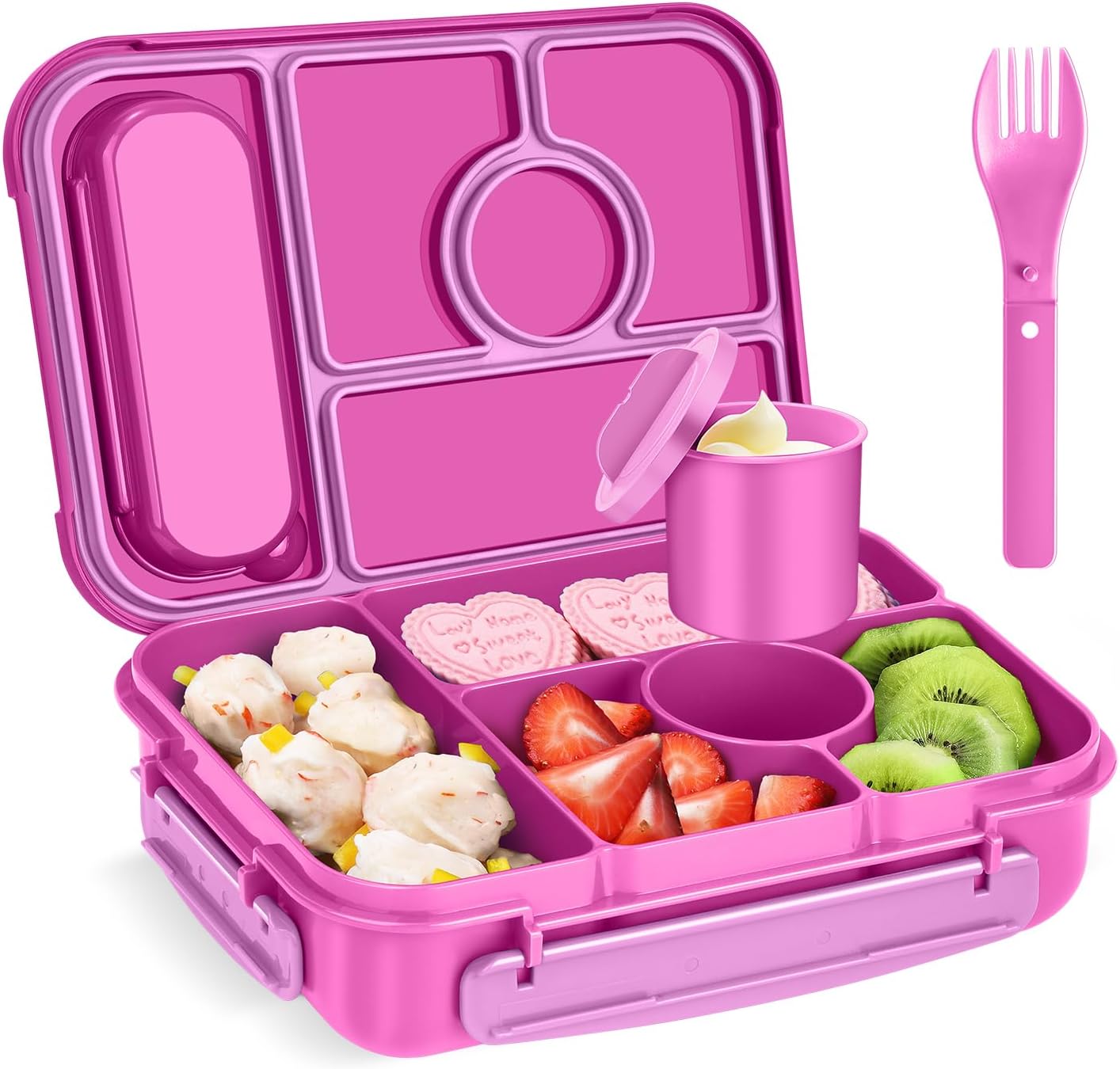 Amathley Bento Box Adult Lunch Box Kids,Lunch Containers for Adults/Kids/Toddler,5 Compartments Bento Lunch Box with Sauce Vontainers,Microwave & Dishwasher & Freezer Safe,BPA-Free (Blue)