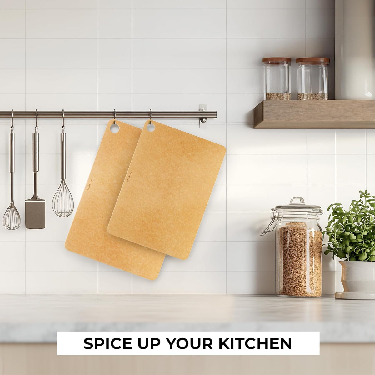 Freshware Wood Cutting Boards for Kitchen, Juice Groove, Non-Slip Silicone Feet, Dishwasher Safe, Medium 12" x 9" and Large, 15" x 11.25", Set of 2, Natural