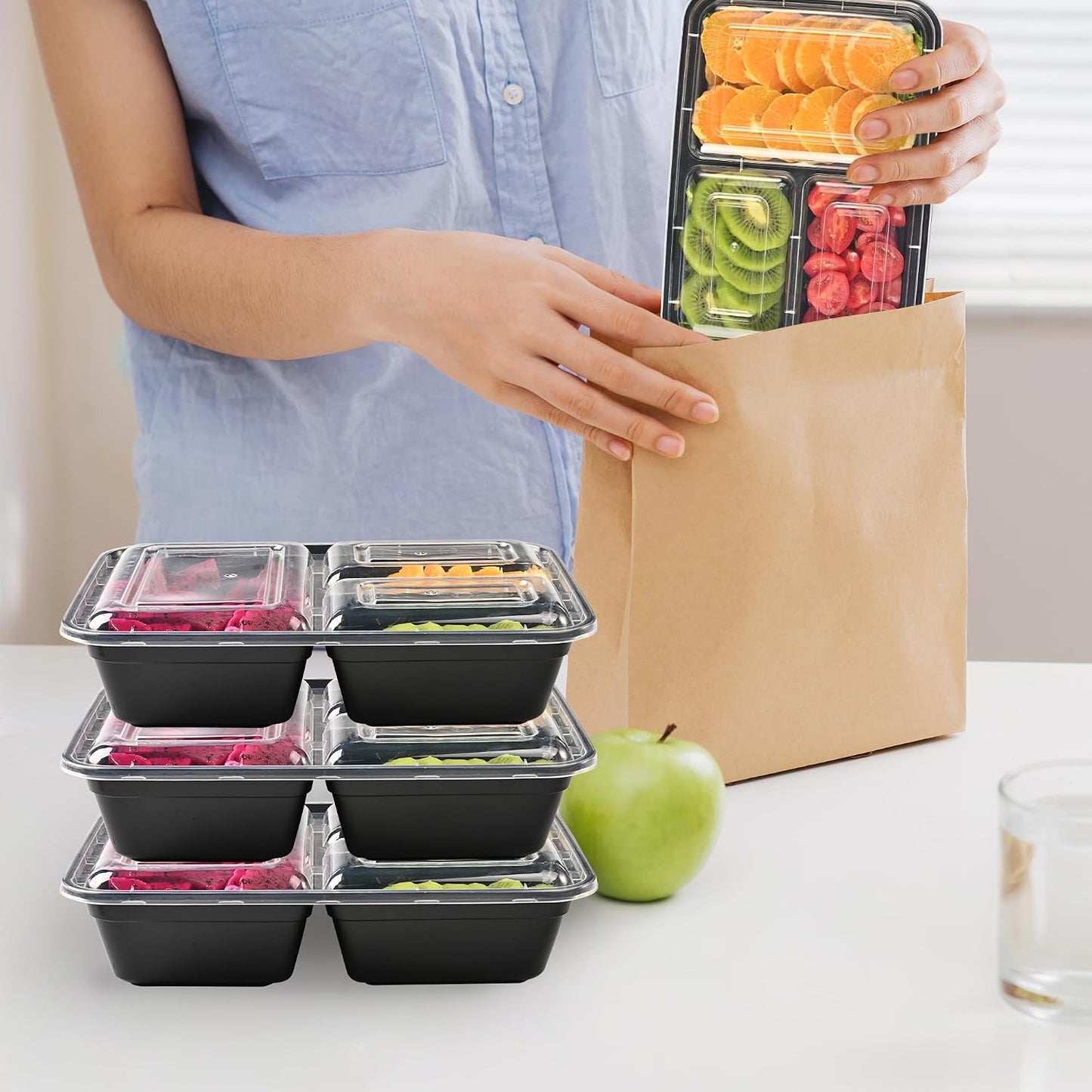 LOKATSE HOME Meal Prep Containers 48 pack 1 Compartment with Lids, Food Storage Bento Stackable Reusable Lunch Boxes, BPA-Free Microwave/Dishwasher/Freezer Safe(38 oz)