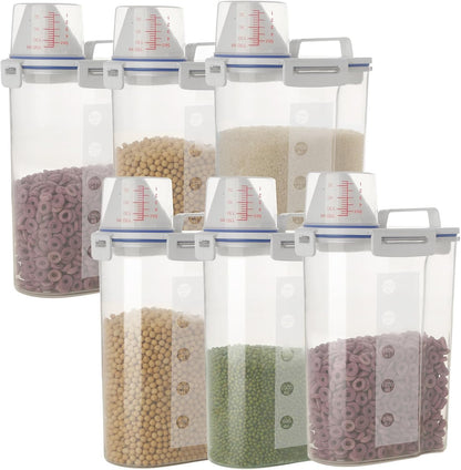 20Lbs 2 Pack Food Storage Container with Scoop, Airtight Rice Storage Bins Flour Containers Pet Food Dispenser with Handle & Wheels, Plastic Kitchen Pantry Organization for Cereal Baking Supplies