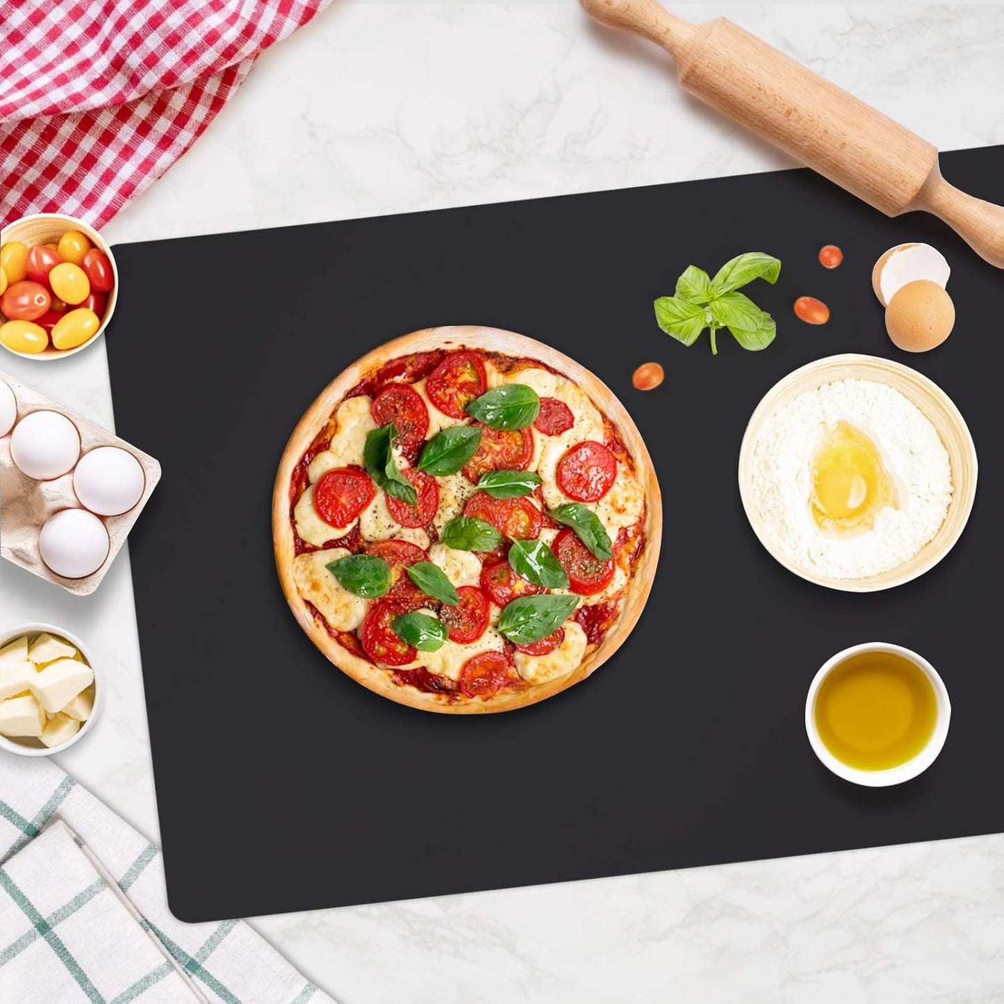 Gartful Extra Large Silicone Mats for Countertop, 28" by 20" Multipurpose Mat, Counter Table Protector, Desk Saver Pad, Placemat Nonstick Nonskid Heat-Resistant Pad, Black