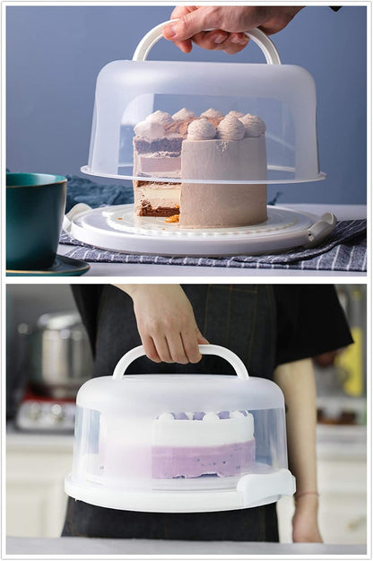 Zoofen Plastic Cake Carrier with Handle 10in Cake Holder Cake Stand with Lid Pink Cake Container for 10in Cake Round Cake Carrier for Transport