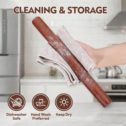 17 Inch French Rolling Pin, Wooden Dough Roller for Baking, Solid Wood Tapered Rolling Pin for Pizza, Pie Crust, Cookies, Pastry, Non-Stick, Easy Control Kitchen Baking Tool, Beech Wood