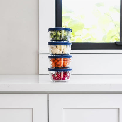 6-Piece Glass Food Storage Containers Set (3 Containers + 3 BPA-Free Lids) | 2-Cup, Leakproof | Microwave, Freezer, Oven & Dishwasher Safe | Ideal for Meal Prep & Pantry Organization, Pistachio