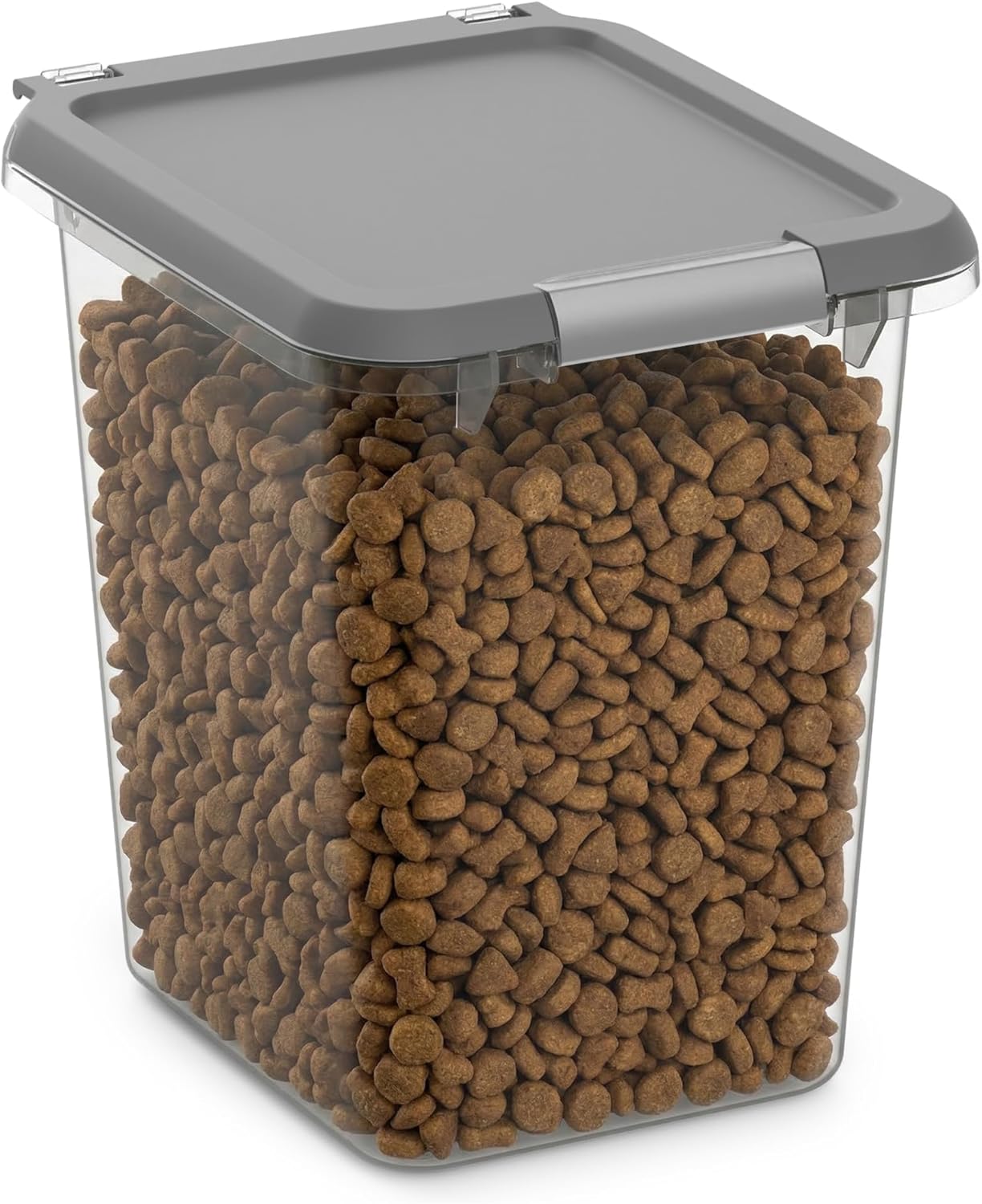 Mighty Tuff 20 lb Dog Food Container, Cat Food Storage Bin Airtight with Stainless Steel Latch, Clear Plastic Pet Container with Lid for Kitchen Pantry Organization