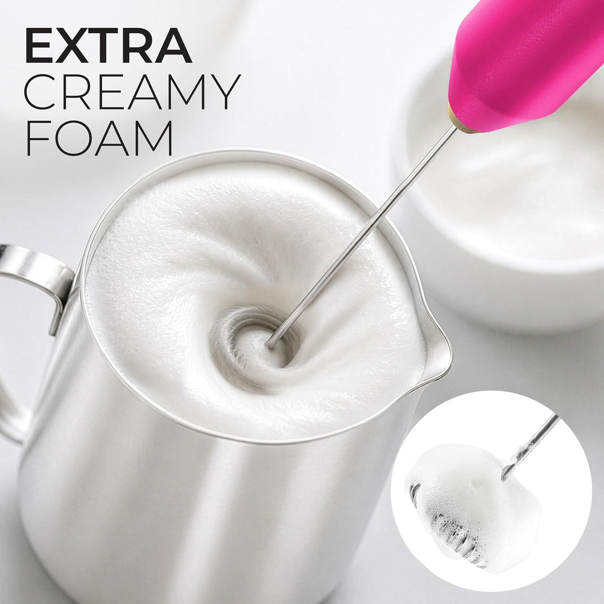 Zulay Kitchen Rechargeable Milk Frother Handheld - Frother Wand, Drink Mixer, Electric Whisk Frother, for Cappuccinos, Matcha & Protein Powder - Dynamic 3 Whisk, 3 Speed 500mAh Black - Colors C