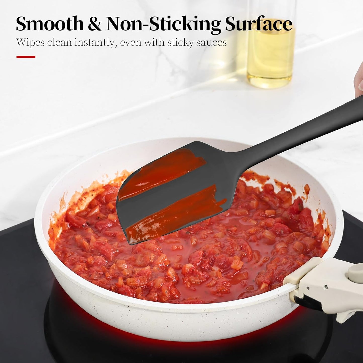 600ºF Heat Resistant Spatula, 11.34 inch High Heat Food Safe Semless Kitchen Silicone Scraper for Cooking Baking Mixing Scraping Stirring Nonstick Cookware Pan Bowl (Aqua Sky)