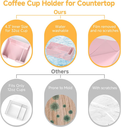 Coffee Cup Holder for Countertop - Clear Acrylic Coffee Bar Accessories Cup Organizer Station Organizer Farmhouse Table Décor