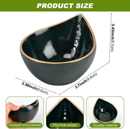 Herb Stripper Bowl, Resin Kitchen Herb Leaf Stripping Tool, 5‑Hole Speckled Bowl for Thyme, Basil, Rosemary, Parsley, Oregano, Cilantro, Kale, Collects Stripped Herb Leaves, Dishwasher Safe，White