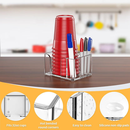 Coffee Cup Holder for Countertop - Clear Acrylic Coffee Bar Accessories Cup Organizer Station Organizer Farmhouse Table Décor