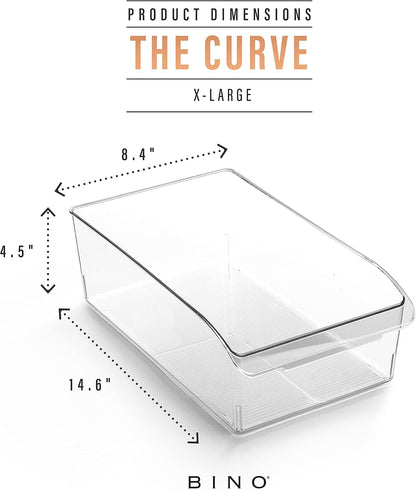 BINO | Plastic Storage Bins, Small | THE CURVE COLLECTION | Multi-Use Organizer Bins | Storage Containers Kitchen, Pantry and Home Organization | Fridge Organizers | Pantry Organization
