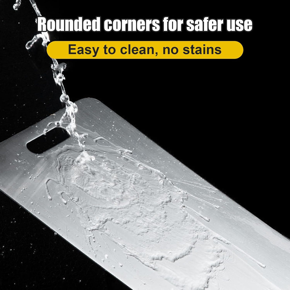 Kant Stainless Steel Cutting Board with Lip, Steel Cutting Boards for Kitchen Non-Toxic Dishwasher Safe Chopping & Kneading Board for Dough Meat/Vegetable/Fruit/Bread/Baking Gift-Ready(S+L)