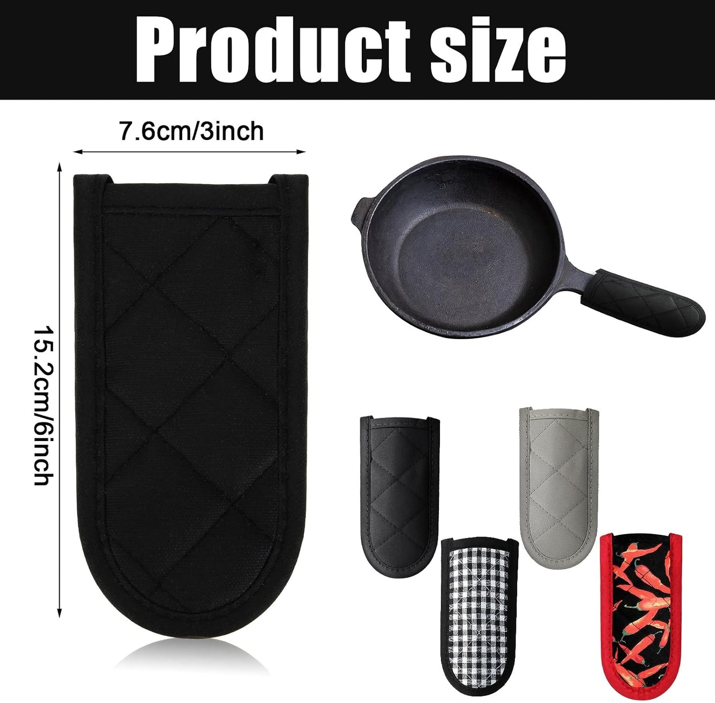 Patelai 4 Pcs Cast Iron Skillet Handle Covers Heat Resistant Pot Handle Covers Non Slip Cotton Pot Sleeves Holder Mitts Machine Washable for Kitchen Baking Cooking Cookwares(Striped Style)