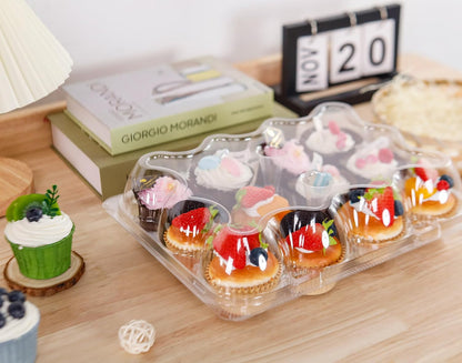 NPLUX 12 Count Cupcake Containers 12 Pack Clear Plastic Cupcake Boxes