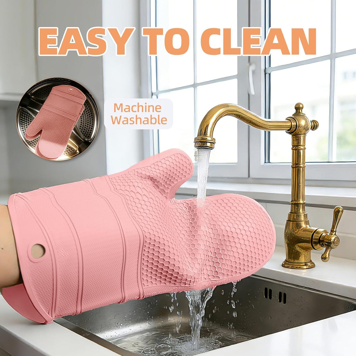 Yutat Silicone Oven Mitts - Oven Mitts and Pot Holders Sets Made of Non-Slip & BPA-Free Silicone, High Heat Resistant 500 Degrees, Perfect for Kitchen Cooking Baking BBQ, Peak Green