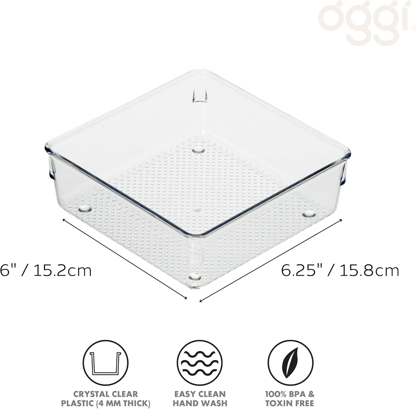Oggi Clear Drawer Organizer - 3" X 12.5" - Ideal for Organizing Kitchen Drawers, Office, Desk, Silverware, Kitchen Utensils, Cosmetics and Bathrooms